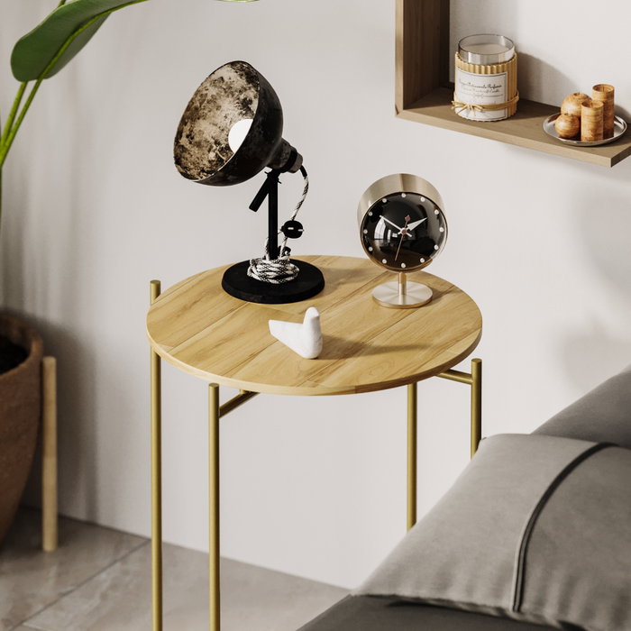 Hanah Home Mesa de Centro Shb-004-A Dorado y Natural